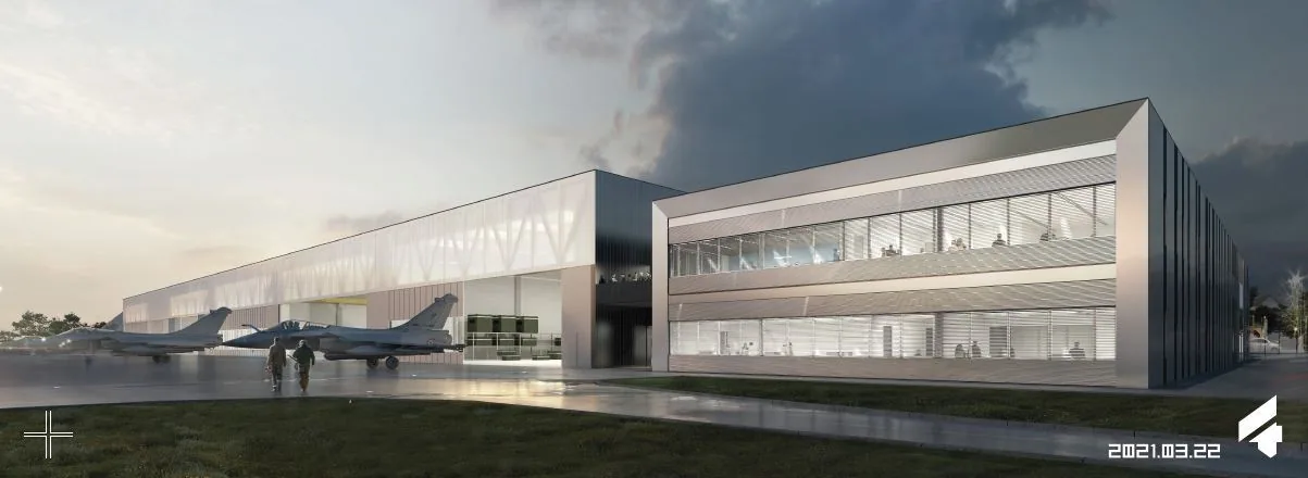 Hangars pour les Rafales et bâtiment opérationnel des escadrons — vue 3